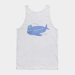 Flying Seal Airplane, Blue, Silly Animal Design, Funny Animal Tank Top